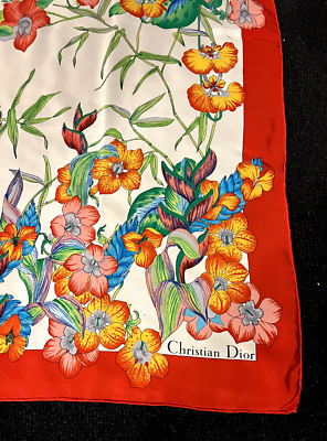 CHRISTIAN DIOR Silk Crepe de Chine Panda in Garden Scarf