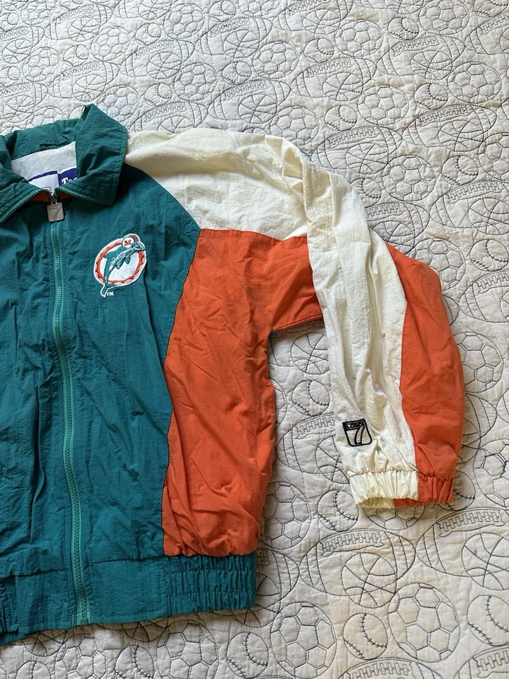 Logo 7 Miami Dolphins Jacket Windbreaker Spell Out Size Small Vintage - Image 4 of 4