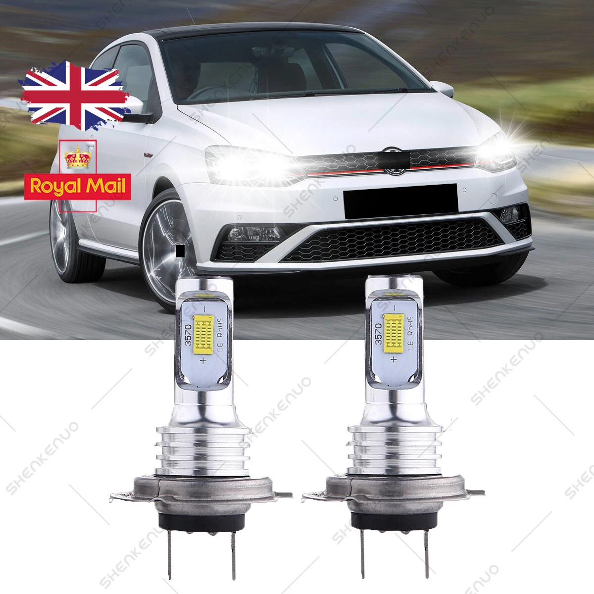 For VW Polo 6R Pair Car LED Headlights Bulbs H7 Conversion Kit 6000K White YT