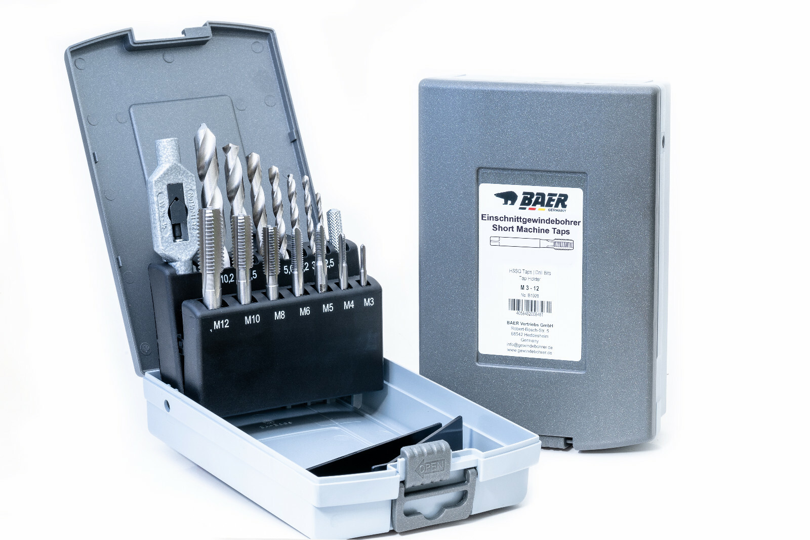 Gewindebohrer Set BAER M3 - M12 Satz HSSG Gewindeschneider Bohrer Windeisen