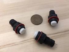 3 Pieces White latching 10mm hole Self-locking Push Button Switch ON/OFF C31