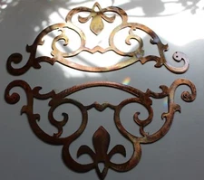 Metal Wall Art Accent Scroll Corners set of 2  10 1/2" wide 5 1/2" tall each
