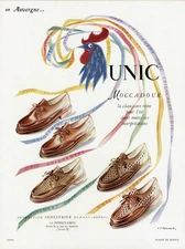 "UNIC SHOES" original canvas ad PLAISIR DE FRANCE 1951 J. MERCEY
