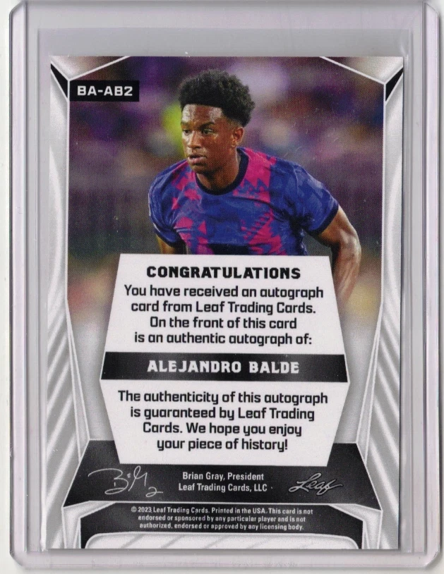 ALEJANDRO BALDE 2023 Leaf Soccer Auto Autograph Signed Card #AB2 Barcelona Spain - Image 2 of 2