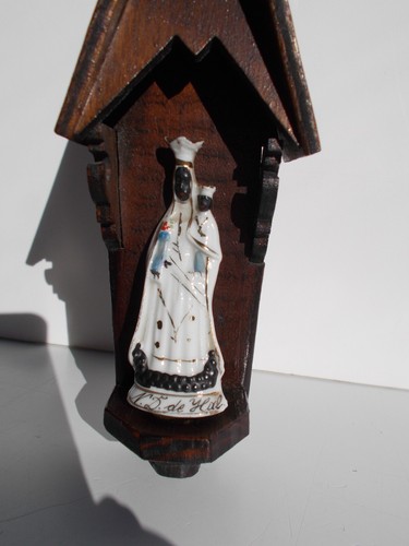 Antique rare small Black Madonna Notre Dame de Hal statue figurine in Chapel - Picture 4 of 22