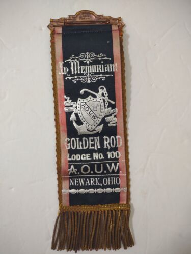 Cinta Insignia Antigua Orden de Trabajadores Unidos Vara Dorada Newark Ohio #100 De Colección - Imagen 9 de 12