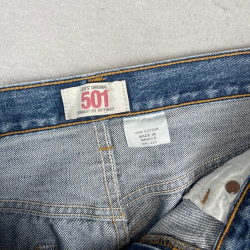 Jeans Vintage Levis Uomo 34x33 (Adatto 33x33) Blu 501 Gamba Dritta Sbiadito Lavoro Y2K - Foto 16 di 23