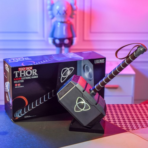 19in Marvel Legends Avengers Thor Mjolnir 1:1 Hammer Full Metal LED Sounds Prop - Picture 2 of 9