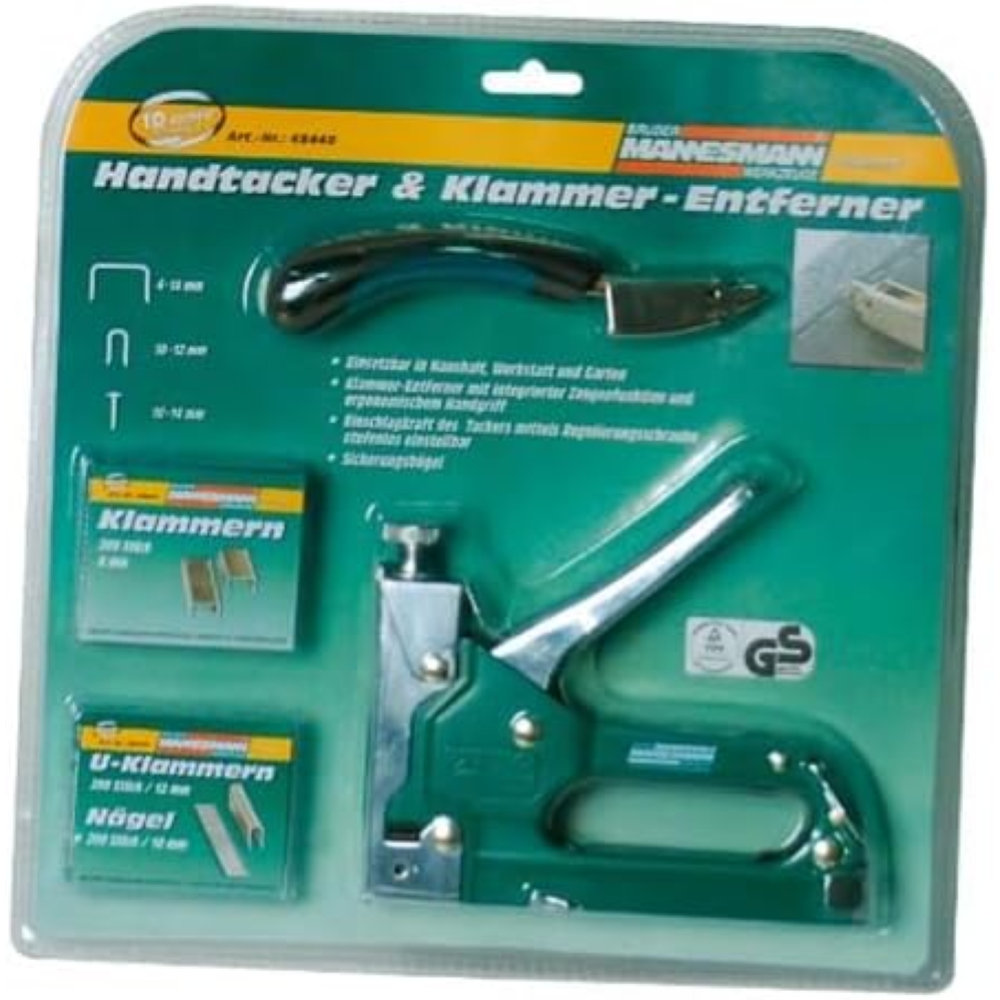 Mannesmann 48440 Set agrafeuse manuelle Avec agrafes, clous et dÃ©grafeuse Impor