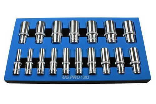 US PRO 17pc 3/8 dr Deep Sockets 12 point 8 - 24mm 1393 - Picture 3 of 4