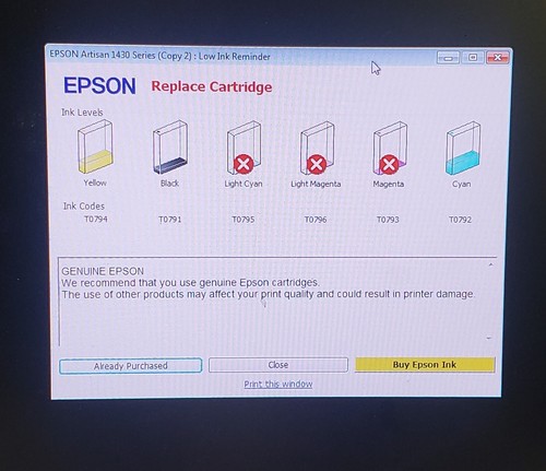 Epson Artisan 1430 Wireless USB Color Wide-Format Inkjet Printer B472B - Picture 9 of 9