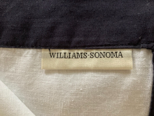 5 x Williams-Sonoma Linen Cotton White with Navy Blue Border Napkins 22" x 22" - Picture 3 of 5