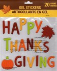 NEW Happy Thanksgiving 20 pc Window Gel Clings Holiday Decor Pumpkin Fall Leaf!