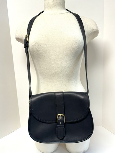 Vintage Coach Saddle Bag Crossbody Black Leather Snap Closure Buckle Purse EUC! - Picture 18 of 18