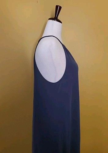 New Double Zero Sleeveless Knit Maxi Dress Blue Night Large Womens Long Slit NWT - Picture 6 of 11
