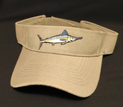 Marlin Fishing Sun Visor Hat Khaki Fish 