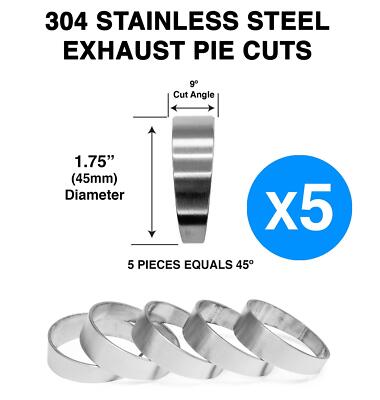 1,75'' 45mm Pie Cut 45 Grad 304 Edelstahl Auspuff Krümmer Bogen