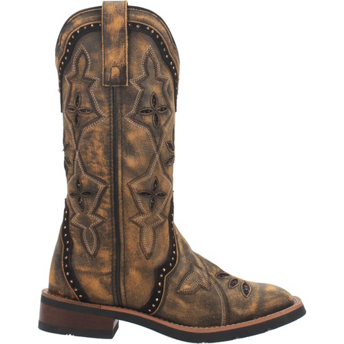 Laredo Ladies Bouquet Black and Brown Square Toe Boots 5844 - Picture 2 of 6