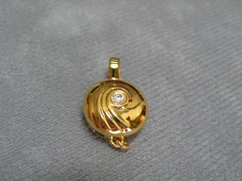 Round Ball Clasp with Swirl Design and Crystal 8mm depth and 13mm Diameter - Picture 3 of 3