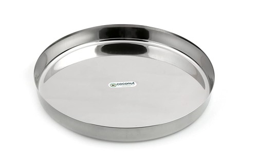 Indian Traditional Stainless Steel Dinner Plate Heavy Gauge Thali Silver 9 Inch - Bild 2 von 4