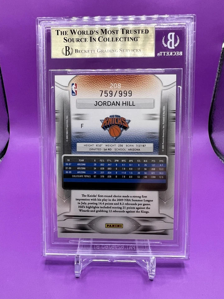 Tarjeta de baloncesto Prestige DP 2009-10 azul claro #208 Jordan Hill/999 BGS 9,5 GEMA Foto 4 de 4