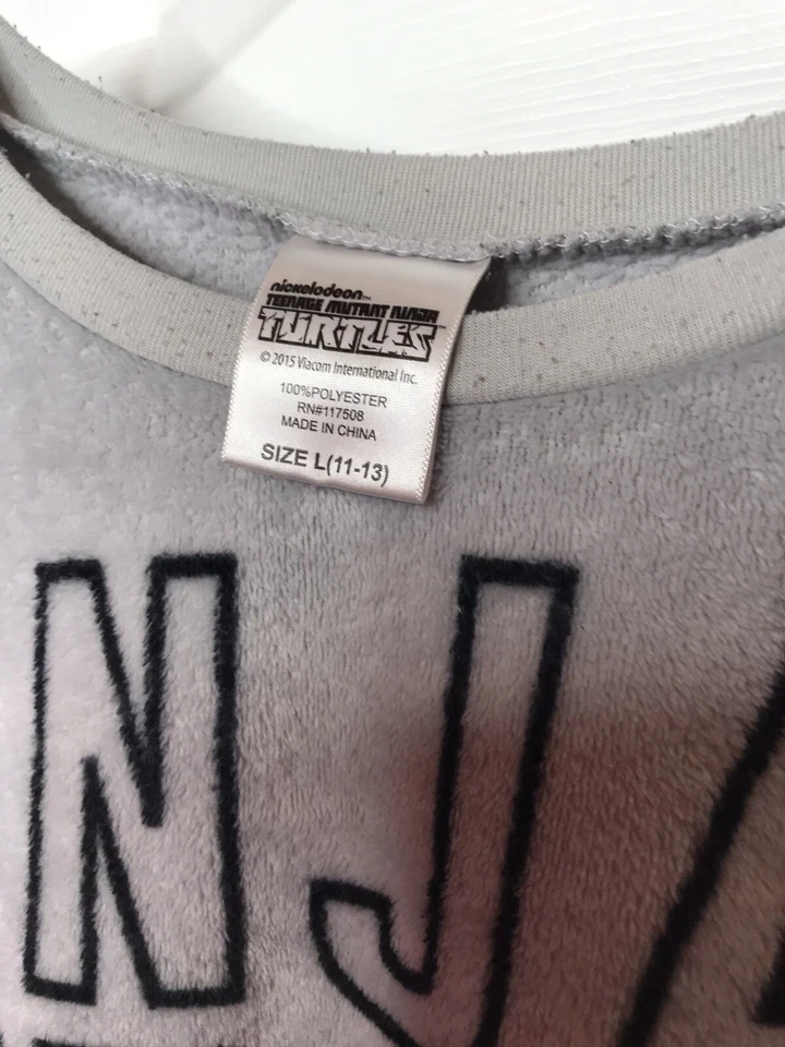 Moletom de pelúcia Teenage Mutant Ninja Turtles cinza infantil grande 11-13 Nickelodeon - Imagem 3 de 4