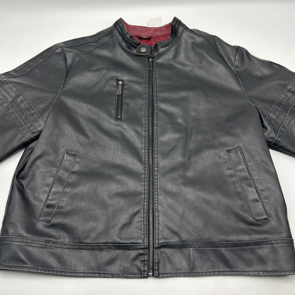 Jaqueta bombardeiro Brave Soul London New York couro motociclista preta Y2K masculina tamanho XL - Imagem 2 de 4