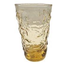 Amber Textured Glass Juice Drinking Cup 4 ounce 2.38" Round 2.75" tall