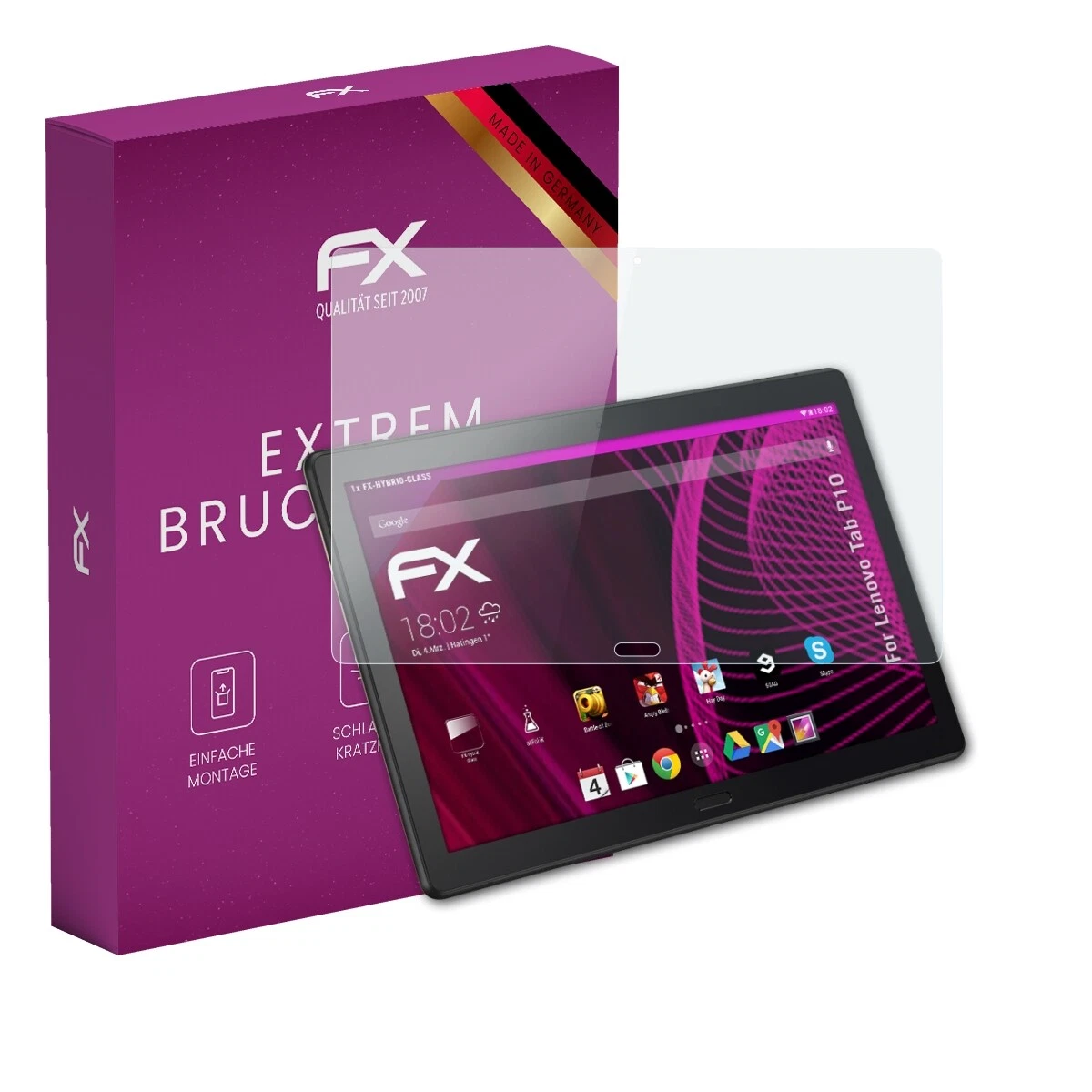 AtFoliX glass film for Lenovo Tab P10 screen protector 9H protective armor