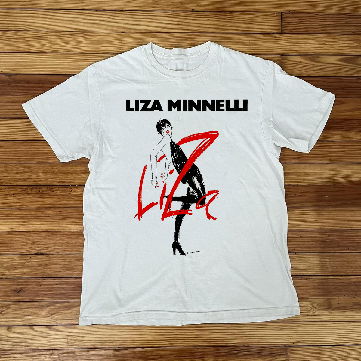 LIZA ツアーTシャツ　Lサイズ Rare Liza Minelli Singer Short Sleeve White All Size Shirt AR1260