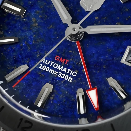 SAN MARTIN SN0129-G-B GMT Automatic Gemstone Dial Date Display 39mm 10ATM Watch - Picture 36 of 44