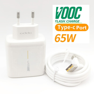Chargeur Rapide 65W SUPERVOOC Pour Oppo, OnePlus, Realme - Compatible Find X7, Reno 11, OnePlus 12 - Avec Câble USB-C 1,5 M