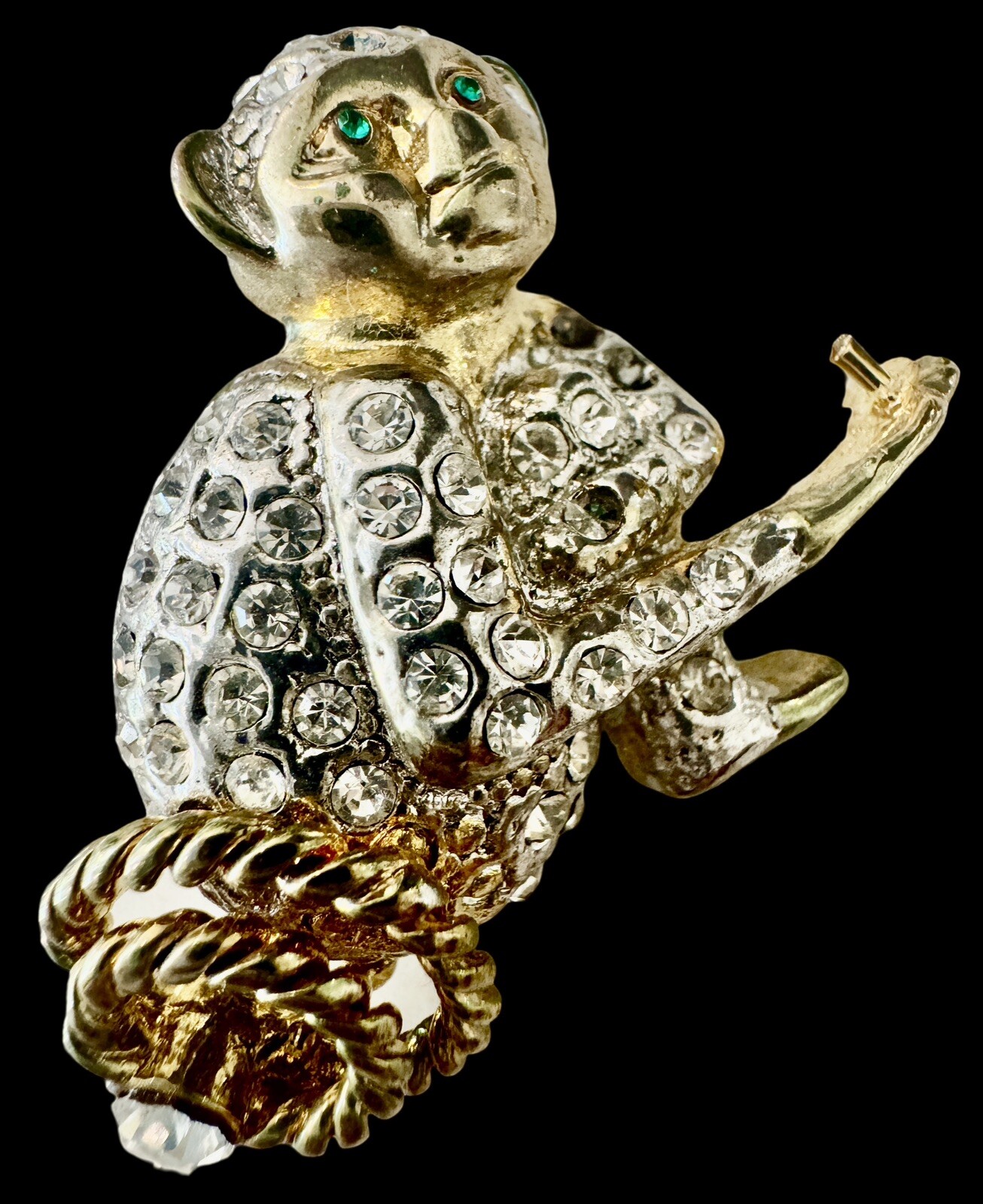 Rhinestone.  Monkey Brooch - image 1