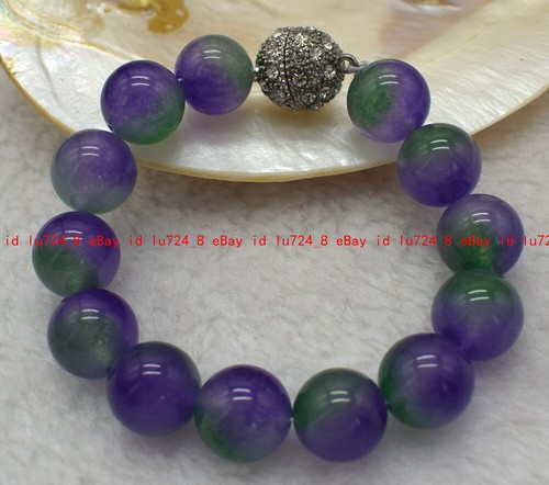 Pretty 12mm Natural Multicolor Gemstone Round Beads Bracelet 7.5" Magnetic Clasp - Picture 189 of 216