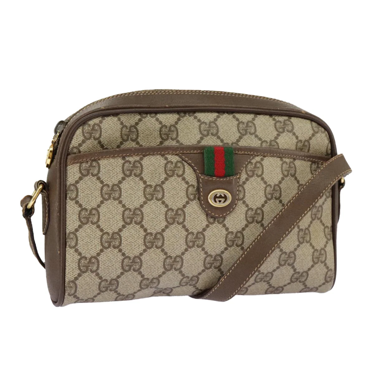 Sac à bandoulière GUCCI GG Supreme Web Sherry Line PVC beige 116 02 089 authentique 98084