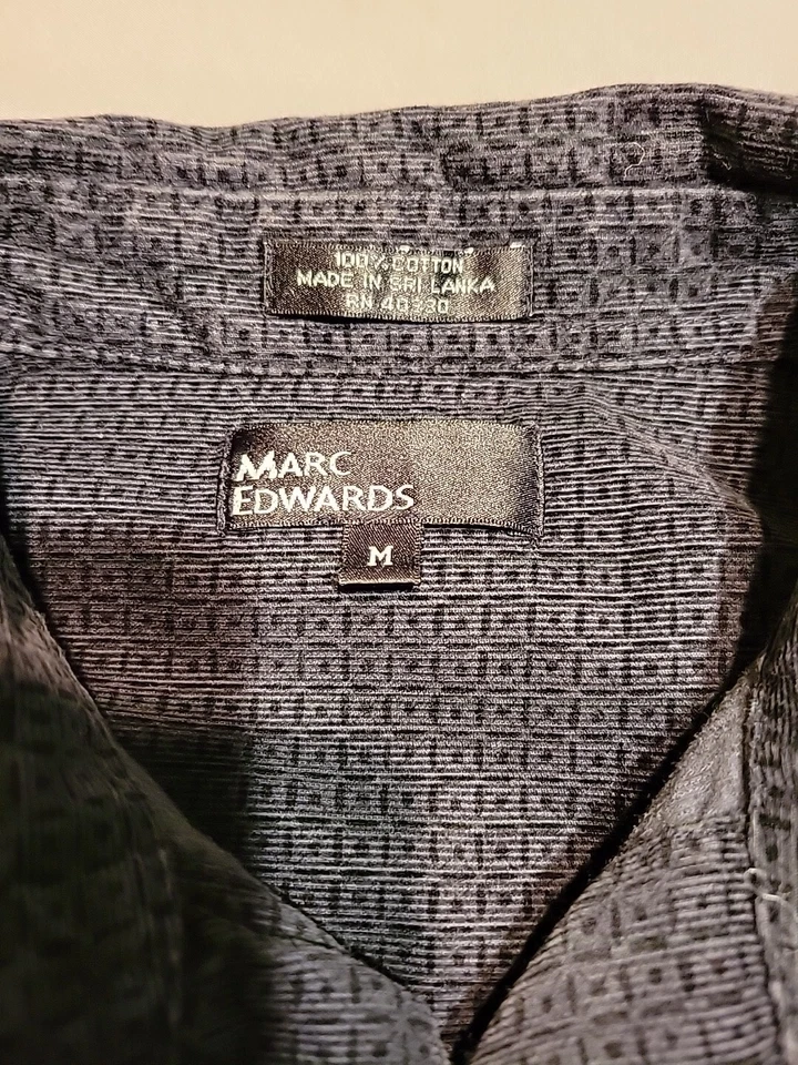 De Colección Marc Edwards Talla MED Pana Algodón Geométrico Para Hombres Camisa Clásica Terciopelo  Foto 3 de 4