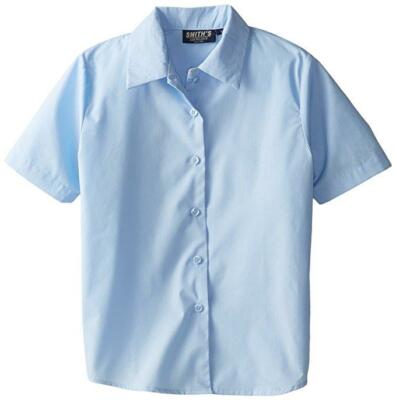 Smiths American Girls 16 S/S Pointed Collar Blouse Shirt Top Blue FAST SHIP! D4