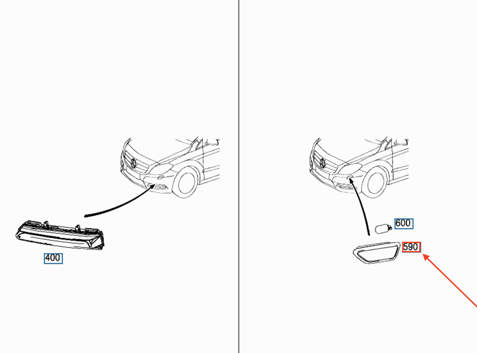 Ensemble de clignotants avant droit MB B W242 A2429060242 d'origine