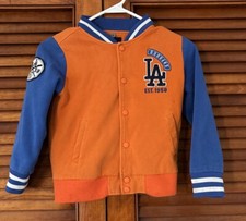 Los Angeles Dodgers MLB Orange w/ Blue sleeves Varsity style jacket Kids Size 7