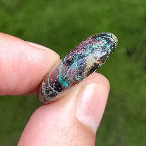 VERY RARE 14.90gr Chrysocolla Native Copper Crystal Chabochon Polished Indonesia - Picture 6 of 7