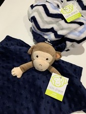 Okie Dokie Ultra Plush Lovey MONKEY TOY  MATCHING BLANKET NEW 2pc INFANT Baby