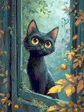 Black Cat Diamond Art Kits for Adults, Cat Diamond Painting Kits for Adults Begi