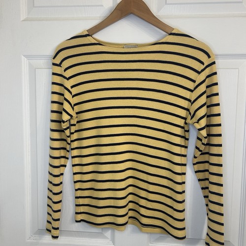 Vintage LLBean gelb und blau gestreifter Pullover Damengröße Small