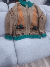 Killer 1 of A Kind VTG 50's Cowichan Sweater OIL RIG DERRICK Motif Rare Design