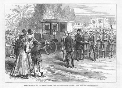 SÜDAFRIKA Gouverneur Sir Bartle Frere verlässt die Grenze - antiker Druck 1878