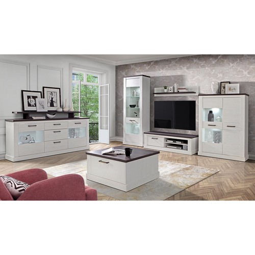 Lowboard - Pinie weiß-Touchwood - 146 cm breit Fernsehschrank TV-Board - Bild 5 von 5