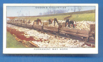 MODERN RAILWAYS.#26 PERMANENTE WEGE ARBEIT.OGDENS ZIGARETTENKARTE AUSGEGEBEN 1936