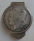 Vintage 1896 Morgan Silver Dollar Howdy Podner Las Vegas Nev. Money Clip