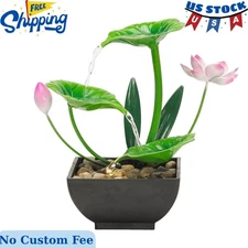 Water Fountain Indoor Waterfall Fountain 3-Tier Tabletop Fountain Lotus Green