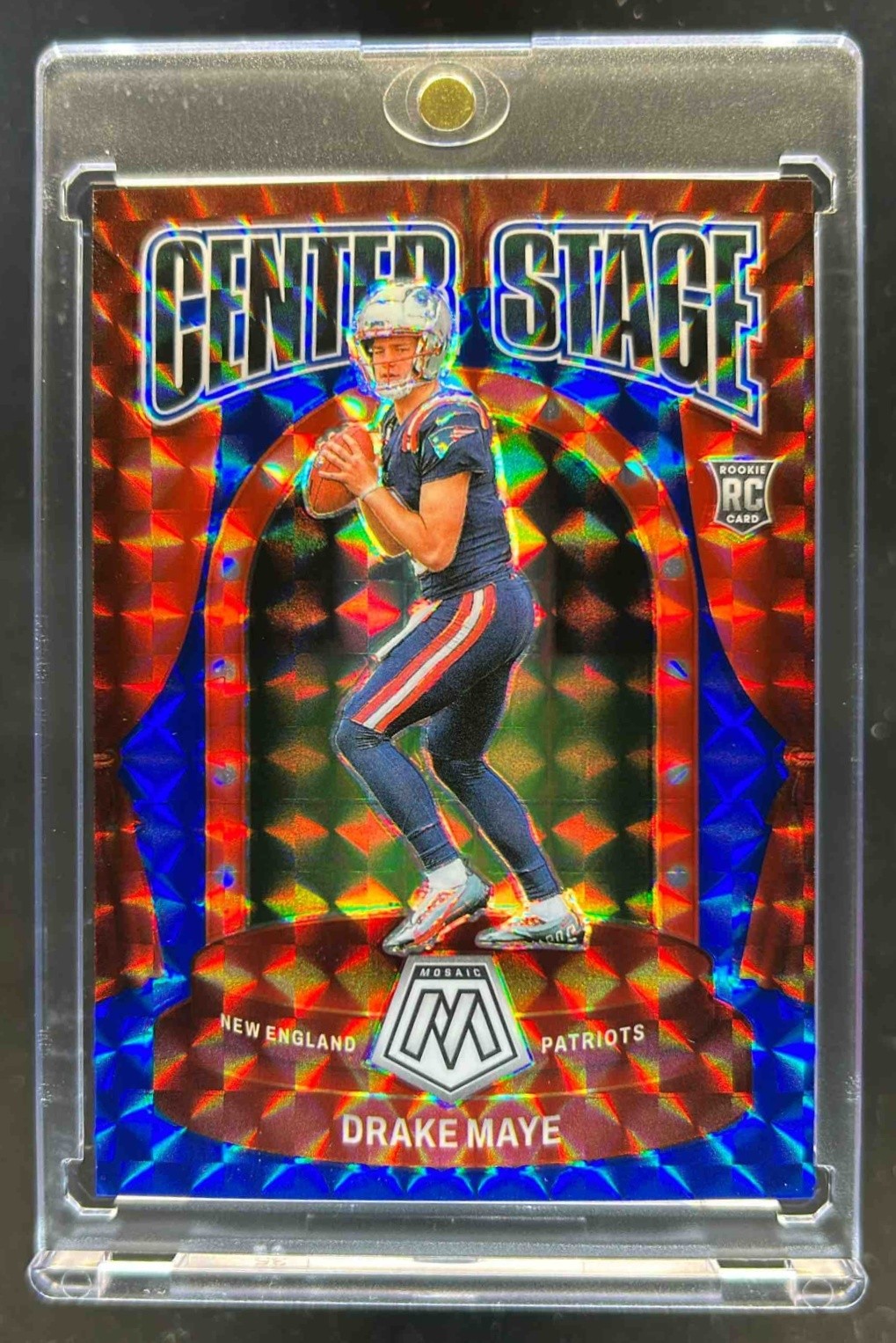 2024 Mosaic Drake Maye Center Stage RC Blue Rookie #82/99 Patriots